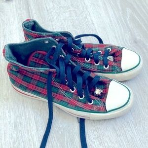 Converse Chuck Taylor All Star green/red Plaid Christmas Hi-Top Sneakers size 7